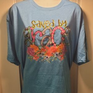 "Saved by grace" floral graphic tee